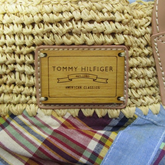 Tommy Hilfiger Shoulder Purse Summer Plaid Straw Color - Picture 4 of 8